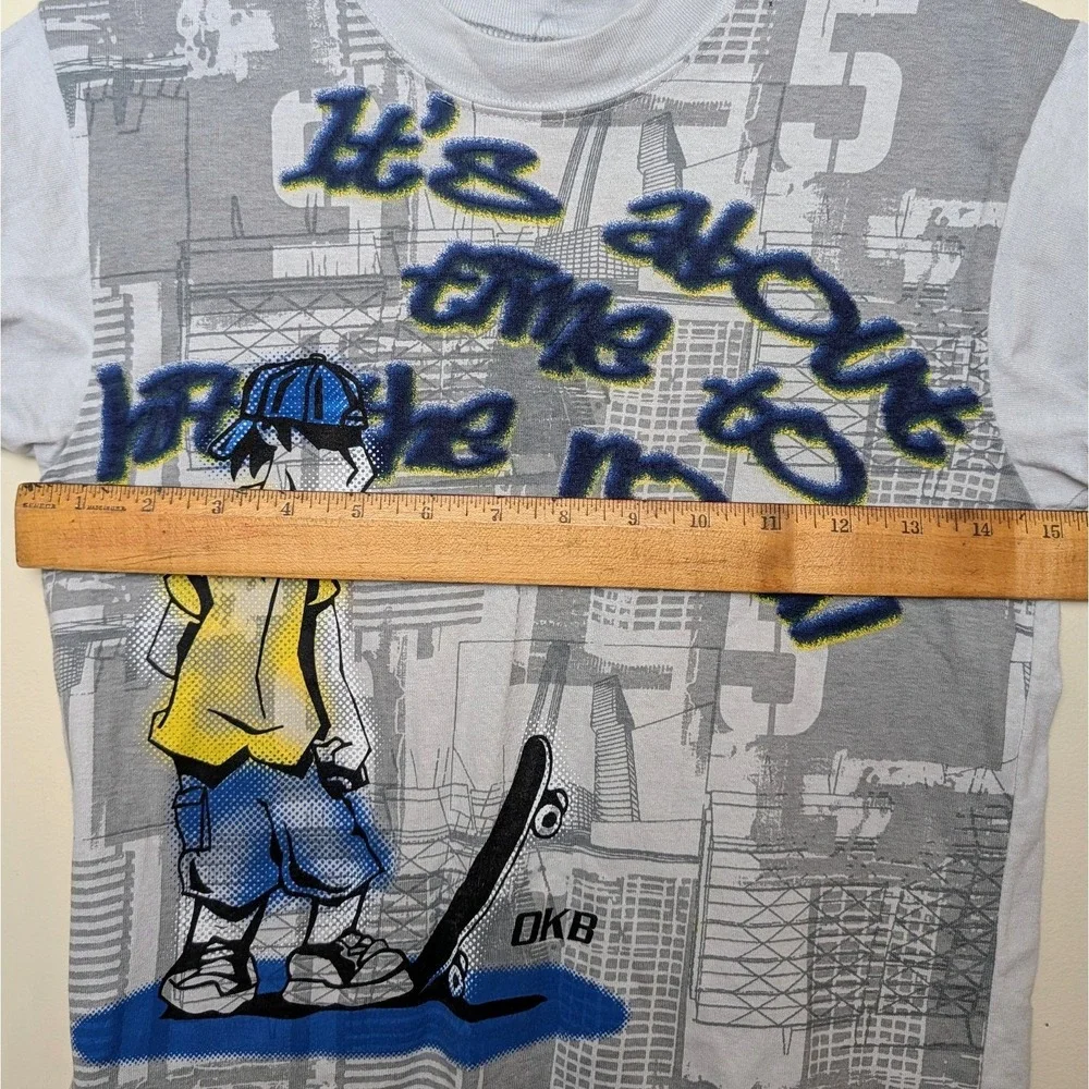 Vintage Oshkosh B'Gosh Skateboarding Graffiti Y2K 90s Shirt Boys Size 6